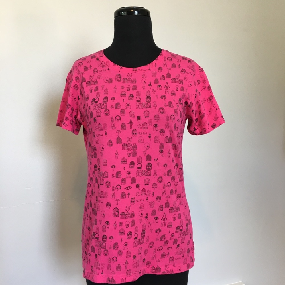 Rare Mid 2000s Paul Frank Pink Faces Print T-shirt, L